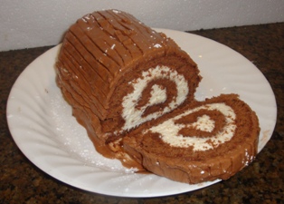 Chocolate yule log cake